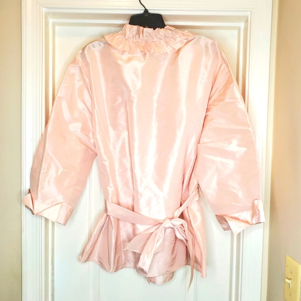 LAFAYETTE 148 Silk Taffeta Ruffled Collar Tie Waist Blouse Sz20 - Picture 2 of 8